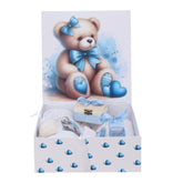 Trusou pentru botez de baieti, 8 piese, Model Tip Ursulet, bleu deschis, Recostore®, REC3083